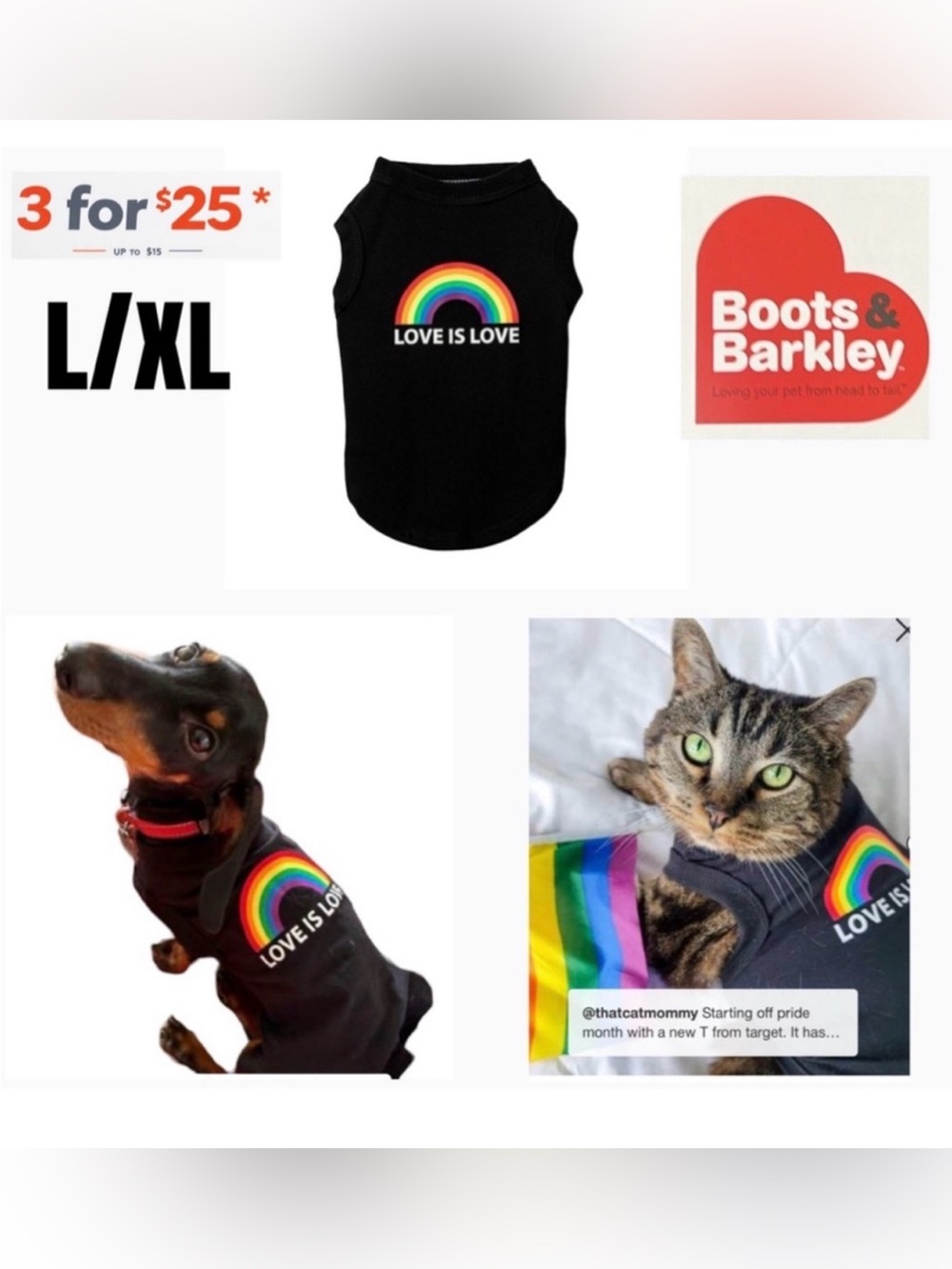 Pride Dog & Cat tank by Boots & Barkley size L/XL